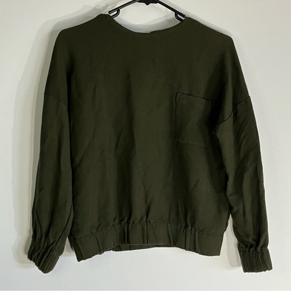 ASOS Size 0 Crew Neck Sweater Long Sleeve Viscose Wool Green Used